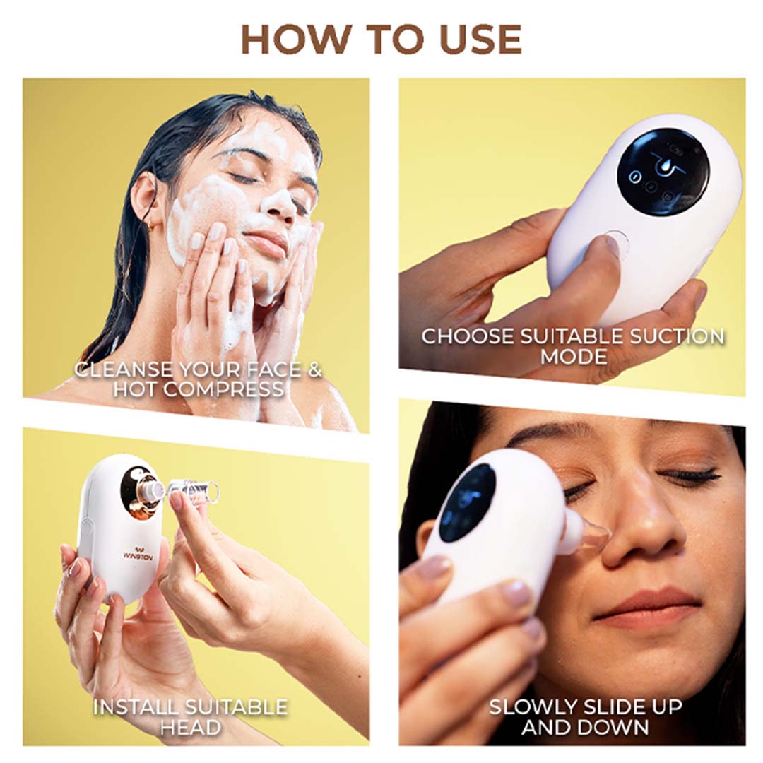 Winston Vacuum Acne Pore Cleanser/ Blackhead Remover with 3 Suction Modes & 5 Replaceable Heads