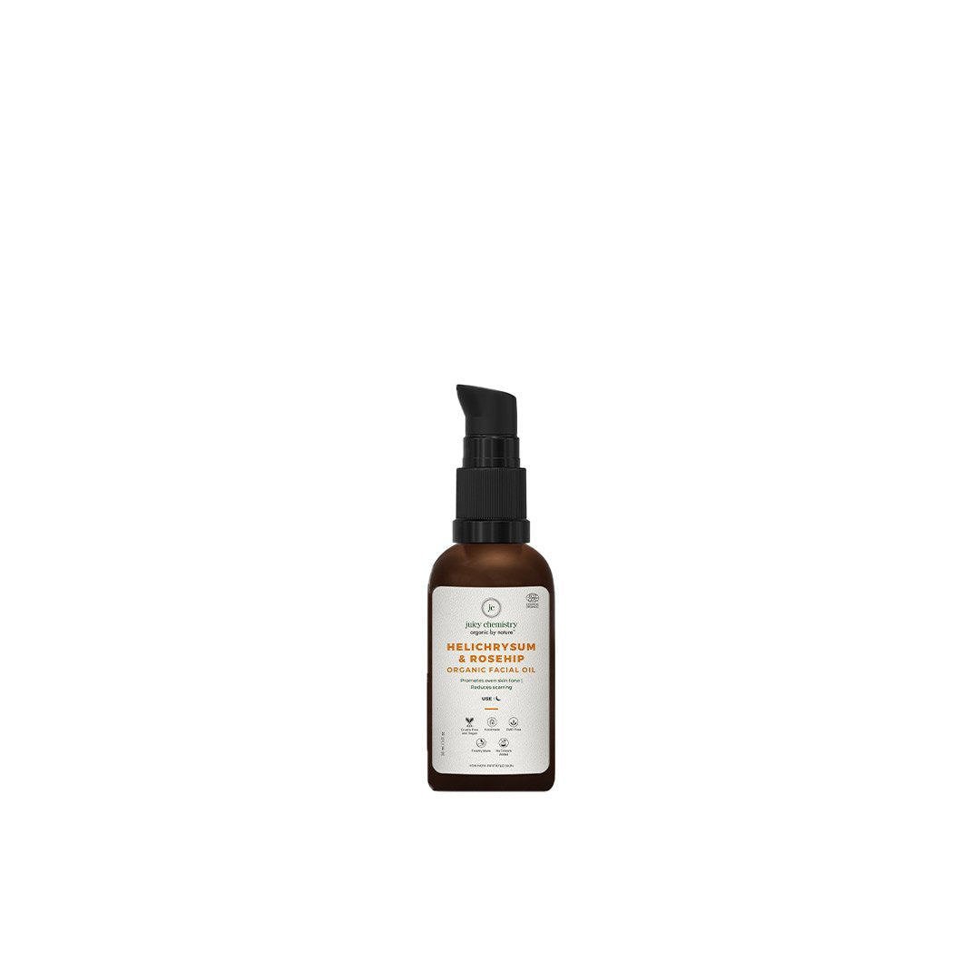 Vanity Wagon l Buy Juicy Chemistry Organic Facial Oil for Anti-Scarring and Pigmentation Control with Helichrysum and Rosehip