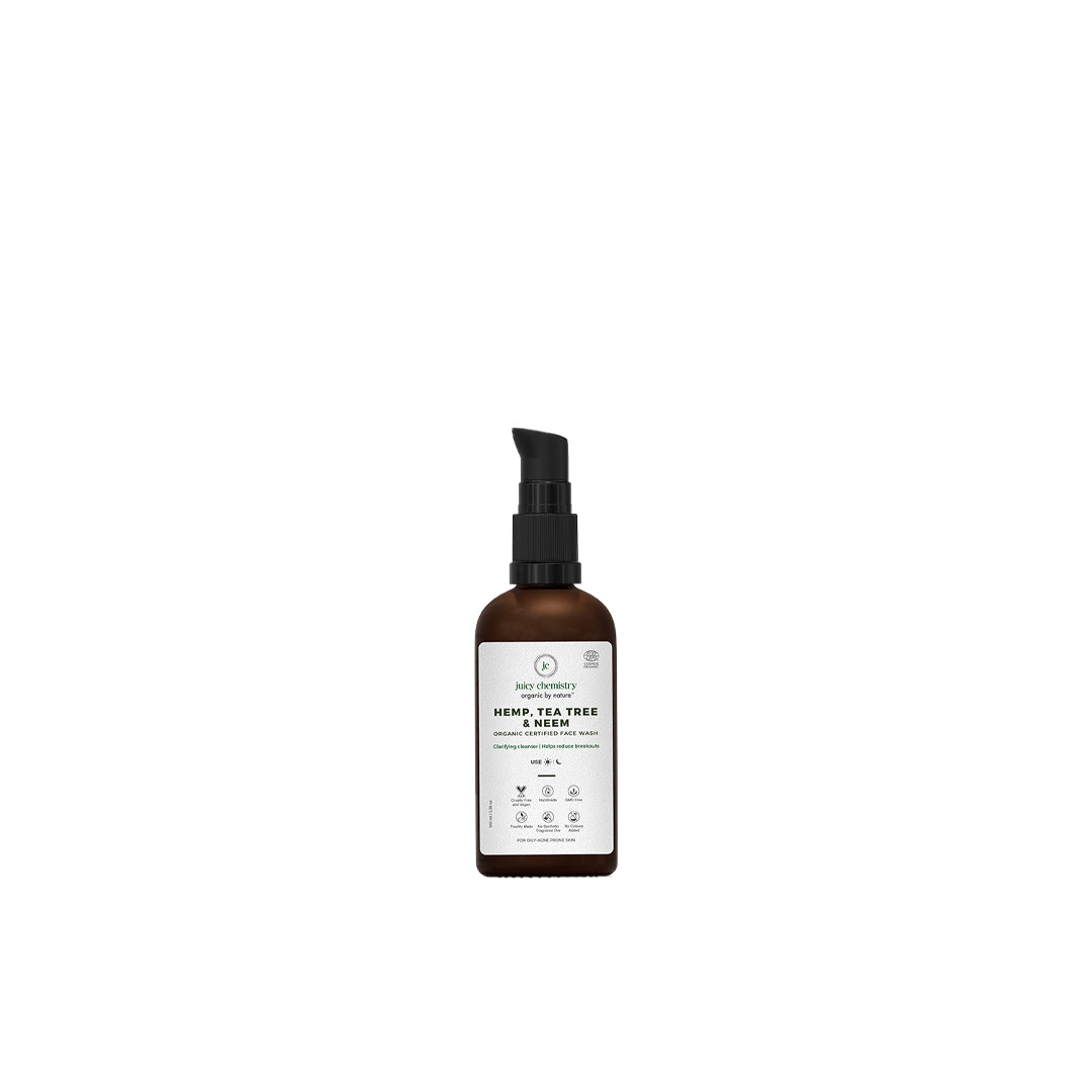 Vanity Wagon | Buy Juicy Chemistry Organic Face Wash for Acne Prone and Oily Skin with Hemp, Tea Tree and Neem