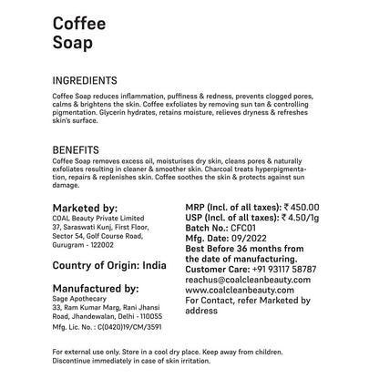 Vanity Wagon | Buy COAL Clean Beauty Coffee Soap for De-Tan & Anti-Inflammatory