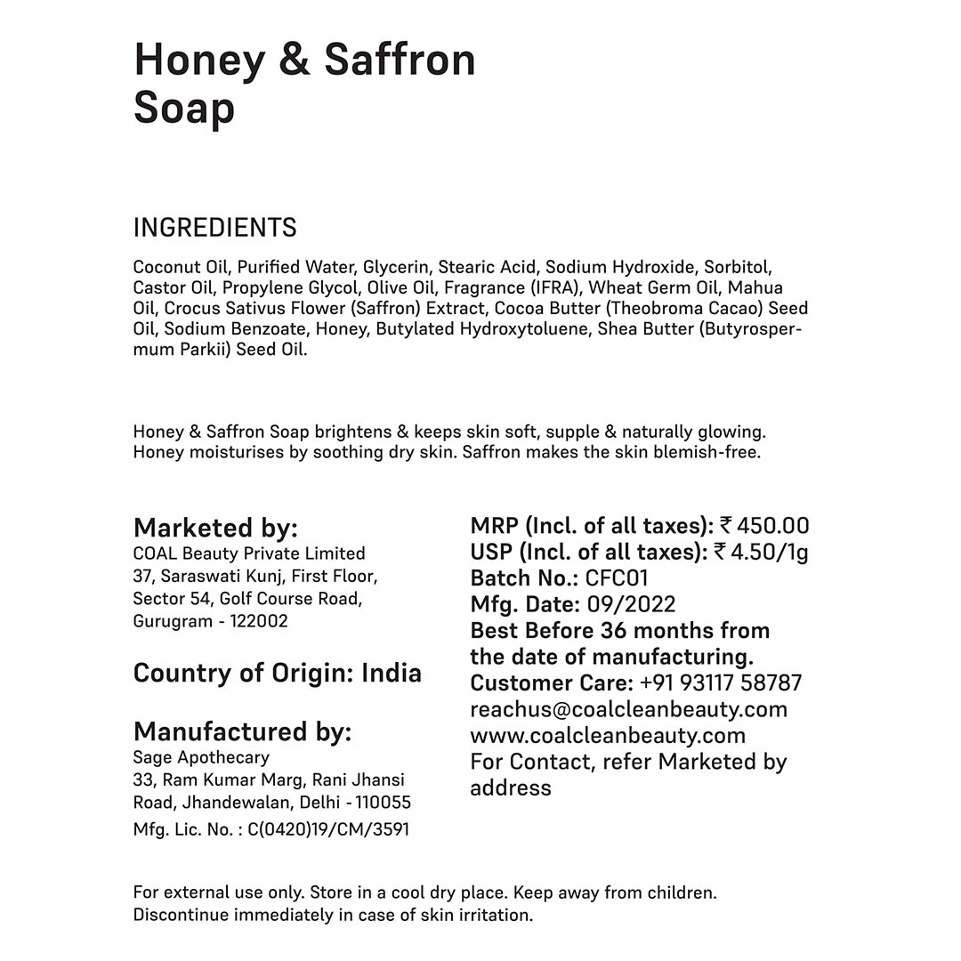 Vanity Wagon | Buy COAL Clean Beauty Honey & Saffron Soap