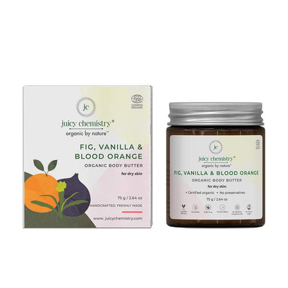 Juicy Chemistry Organic Body Butter for Dry Skin with Fig, Vanilla & Blood Orange